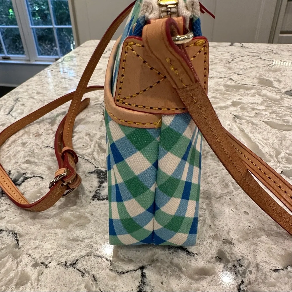 Dooney & Bourke Elsie Ginger Blue and Green Gingham Crossbody Purse